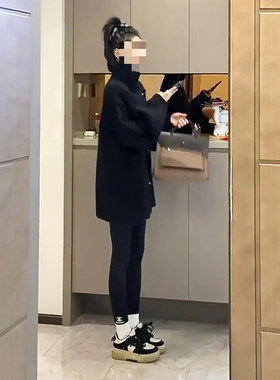 高级感显白斜扣立领毛呢外套女
