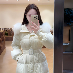 韩国东大门羽绒棉服女2026冬季新款毛领连帽宽松显瘦过膝长款外套