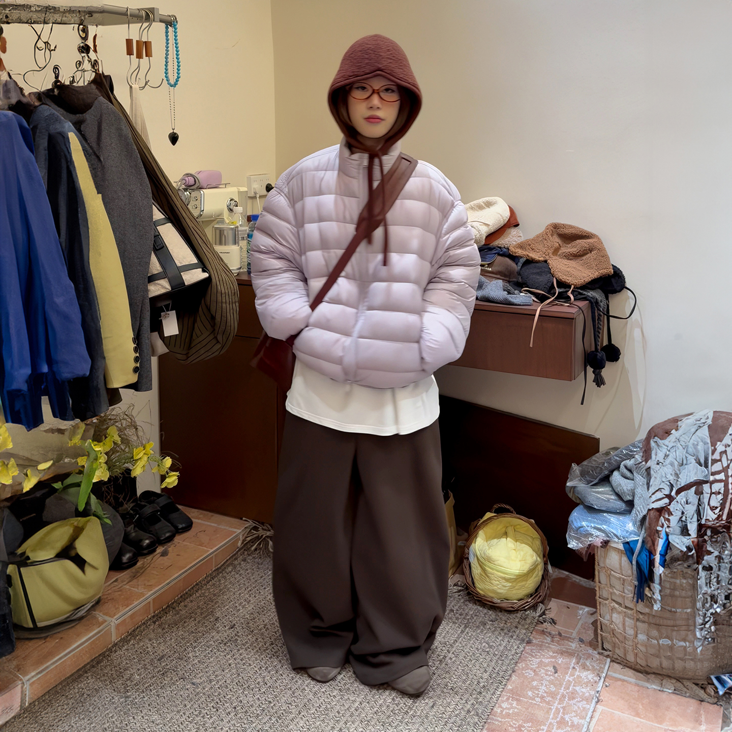 2025冬季新款韩版宽松立领短款保暖粉色白鸭绒排骨羽绒棉服外套女