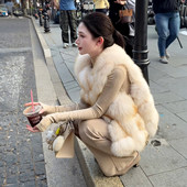 韩系仿狐狸毛气质环保皮草马甲女冬季 高级气质名媛风毛毛背心外套