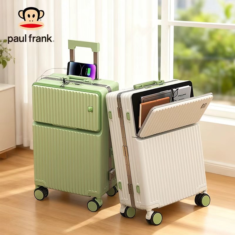 大嘴猴新款前开口行李箱女小型20寸开盖旅行箱男24寸拉杆箱登机箱