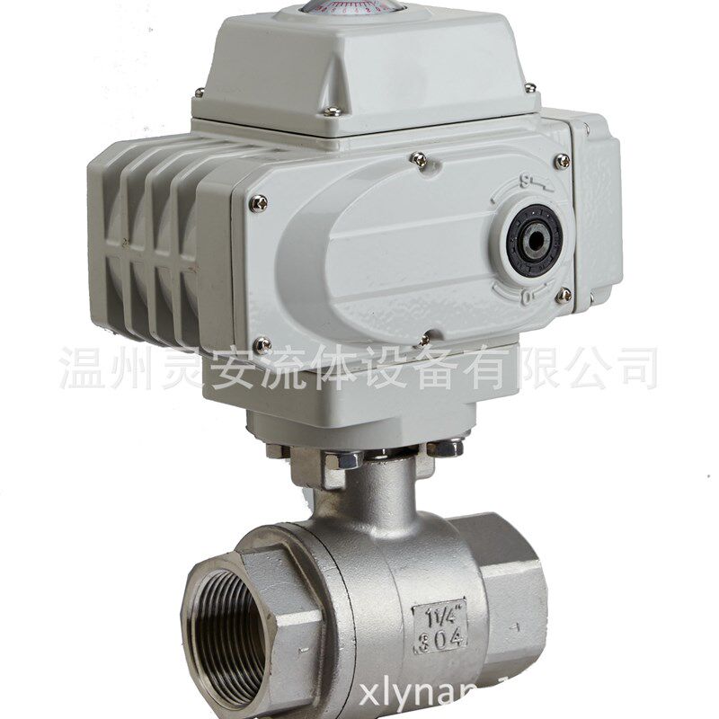 DN25电动2PC螺纹球阀 Q911F电动二片式调节丝扣不锈钢304开关球阀