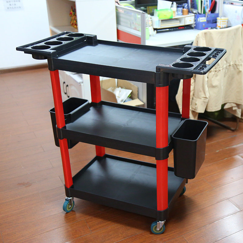 源头厂三层塑料工具车洗车美容多功能移动手推车车间维修收纳车