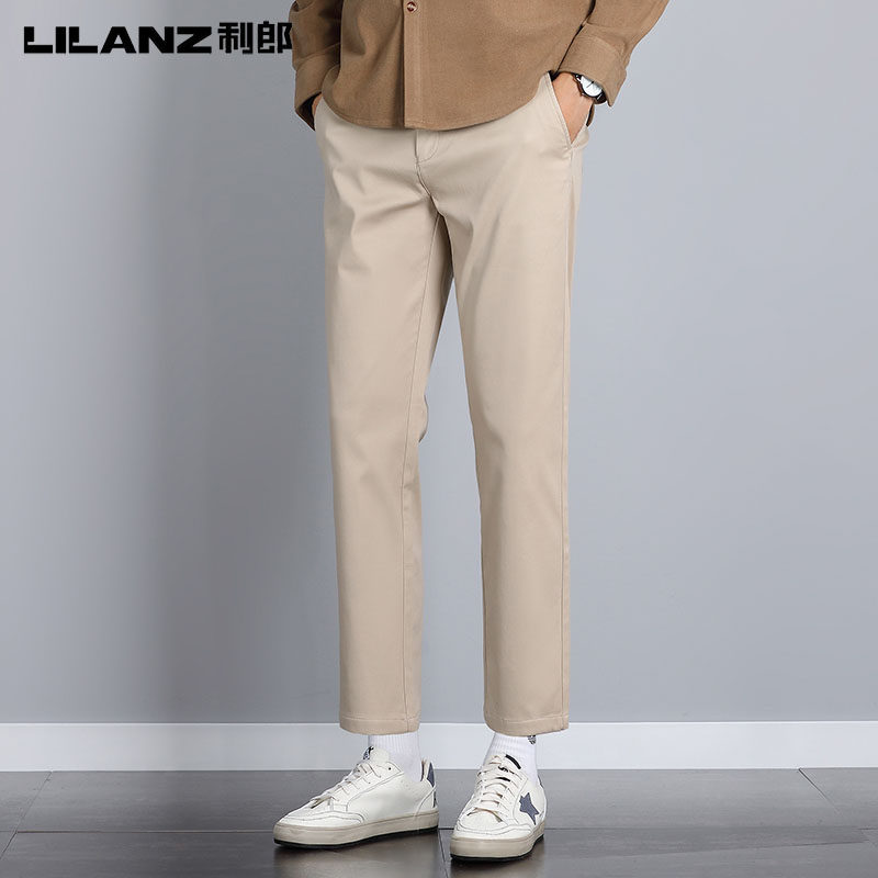 利郎官方正品男士商务休闲九分裤秋冬季纯棉免烫修身百搭小脚西裤