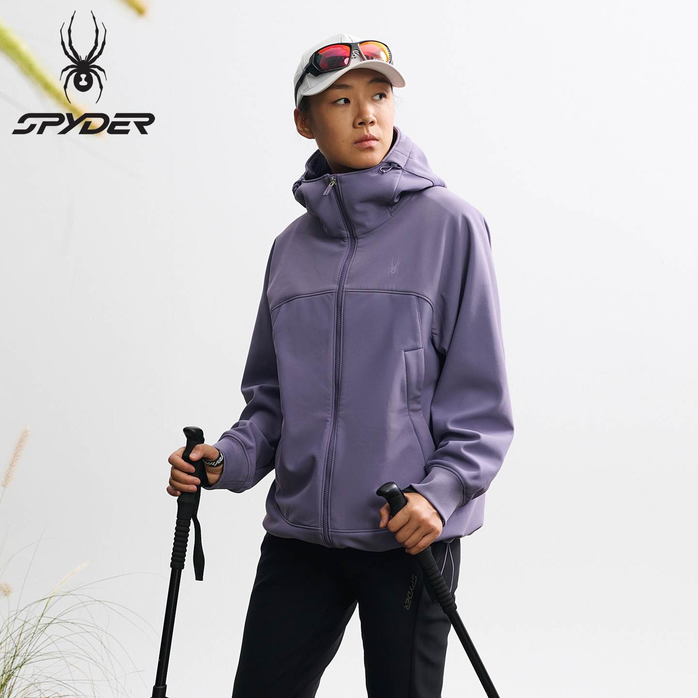 SPYDER蜘蛛女士户外休闲连帽卫衣加绒保暖防风外套上衣25MF112W