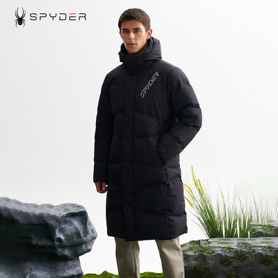 SPYDER蜘蛛羽绒服男女冬新款鹅绒中长款羽绒外套连帽潮牌24EF207U