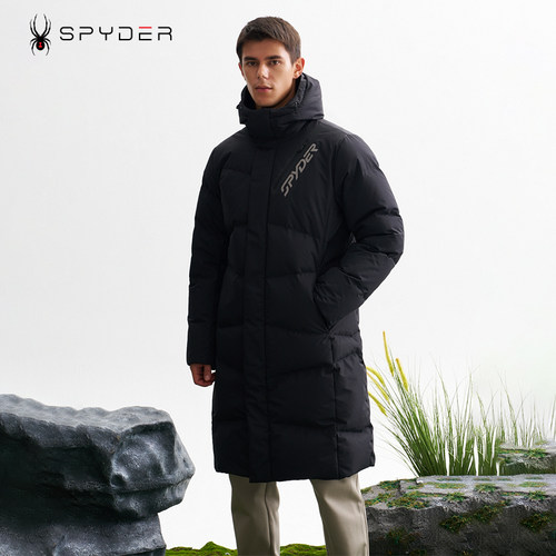 SPYDER蜘蛛羽绒服男女冬新款鹅绒中长款羽绒外套连帽潮牌24EF207U