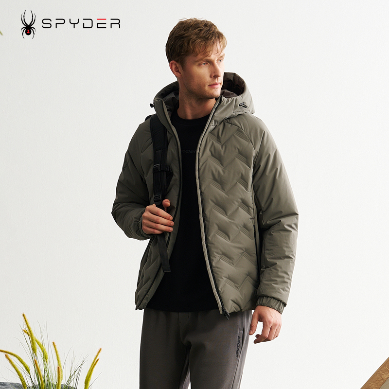 SPYDER蜘蛛秋冬新款羽绒服男连帽轻薄保暖时尚羽绒外套男24MR225M