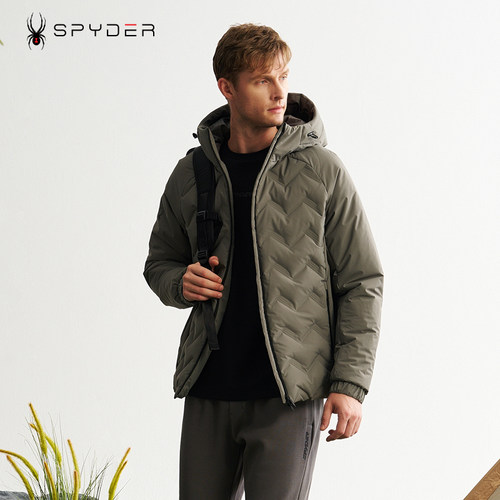 SPYDER蜘蛛秋冬新款羽绒服男连帽轻薄保暖时尚羽绒外套男24MR225M