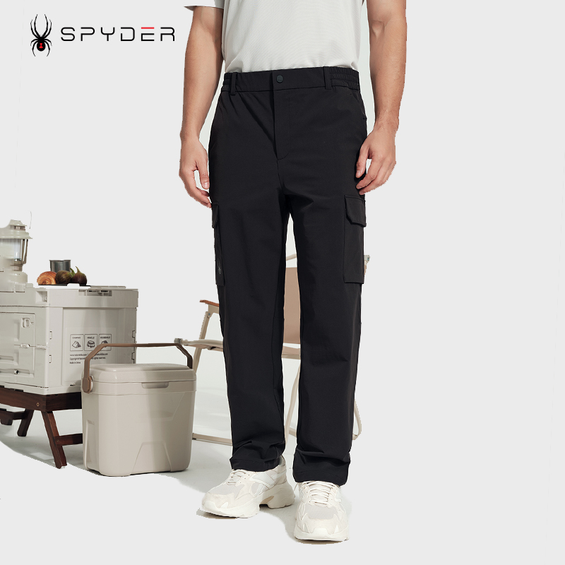 新品SPYDER蜘蛛休闲运动裤男春秋宽松直筒舒适长裤子潮牌24ES527M