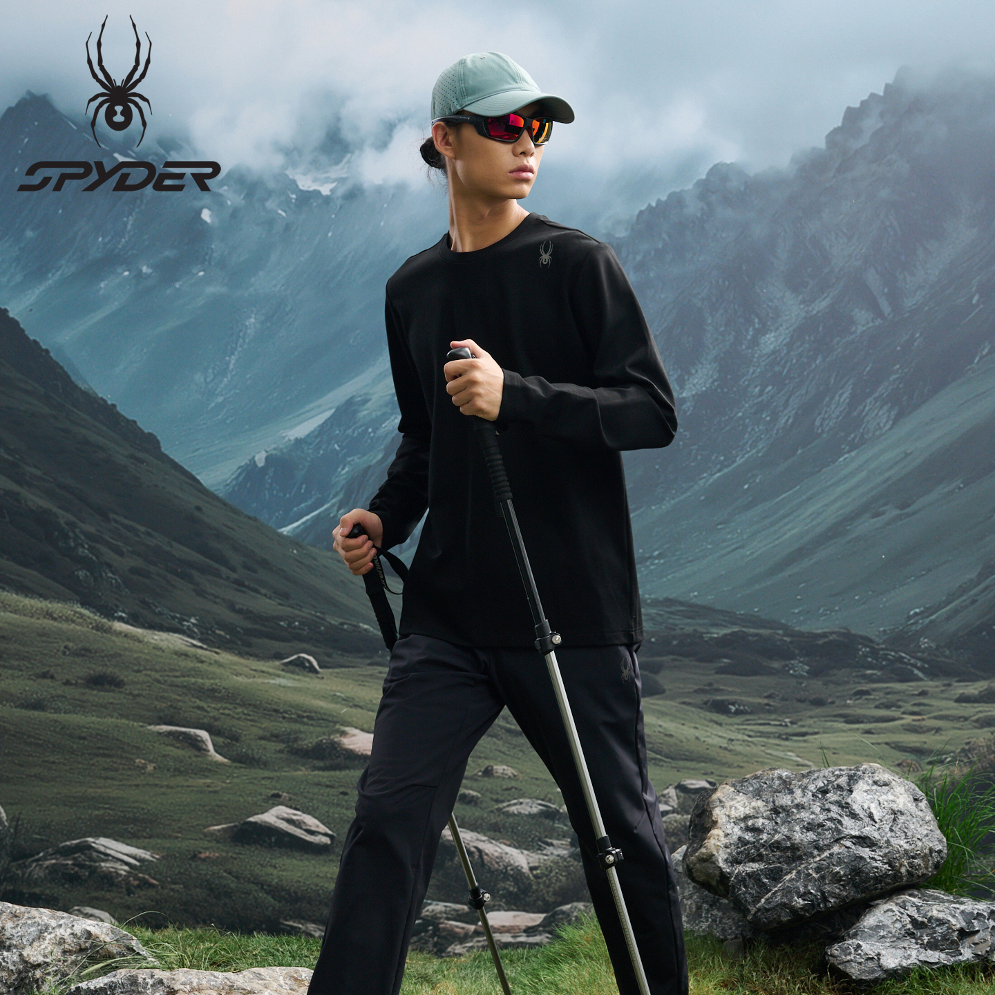 SPYDER蜘蛛25新品户外长袖T恤男春秋内搭运动长T恤跑步25EF401M