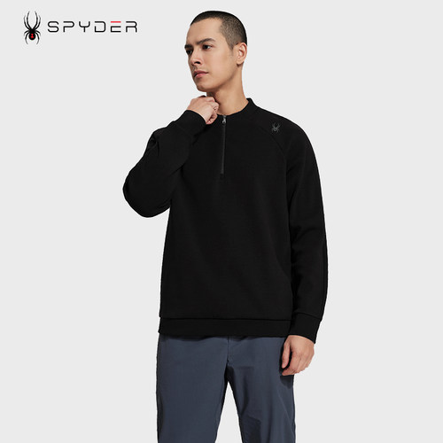 SPYDER蜘蛛新款拉链半高立领男装休闲纯色宽松型套头卫衣24MR323M