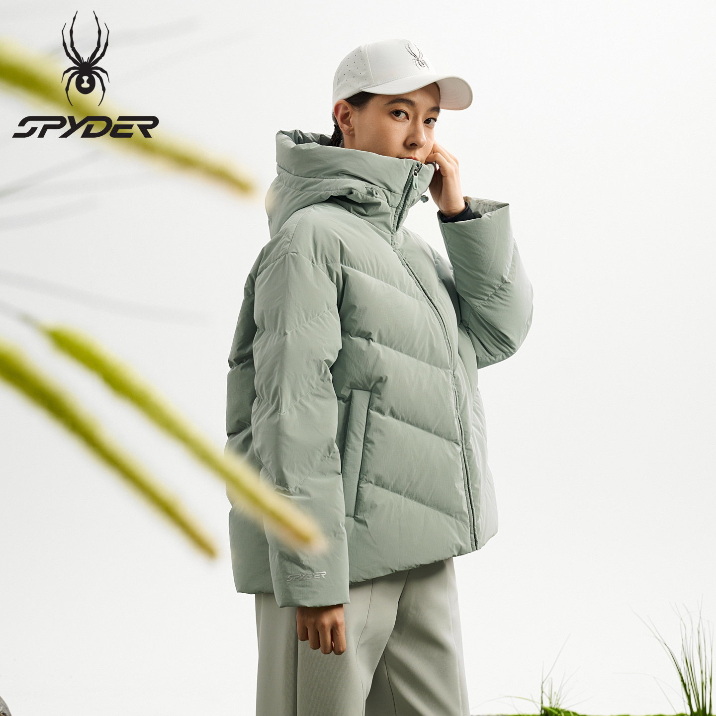 SPYDER蜘蛛短款廓形羽绒服女鹅绒加厚保暖面包服羽绒衣25MR216W