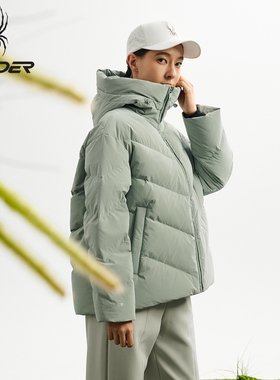 SPYDER蜘蛛短款廓形羽绒服女鹅绒加厚保暖面包服羽绒衣25MR216W
