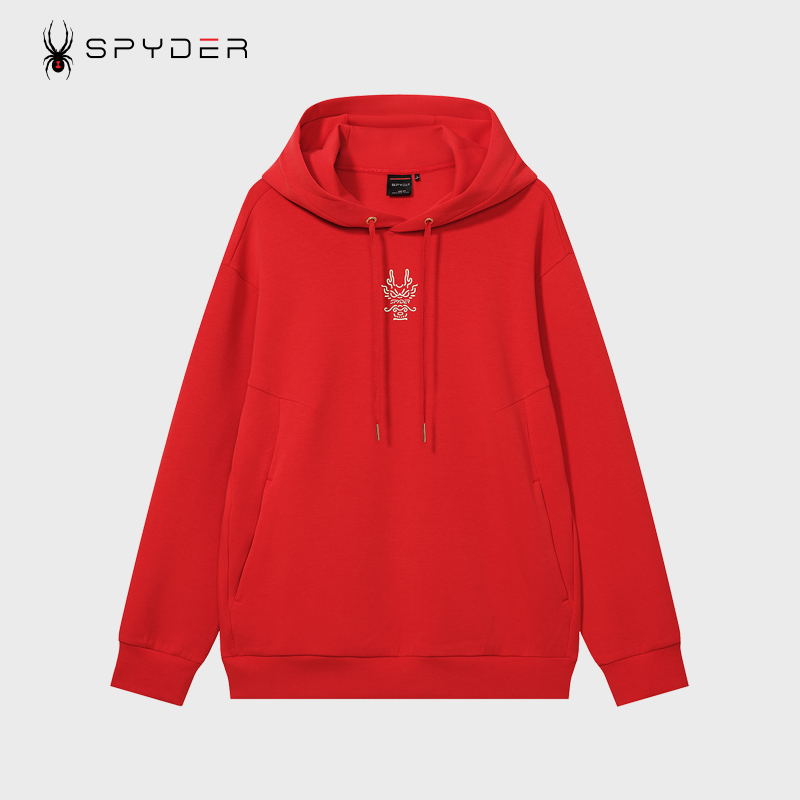 SPYDER蜘蛛24年新年款红色卫衣男女款龙年限定款休闲卫衣24CS305U