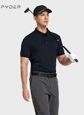 SPYDER蜘蛛T恤男透气速干运动上衣宽松大码T休闲polo半袖24MS407M