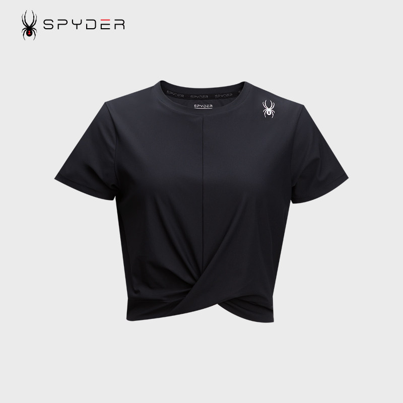 SPYDER蜘蛛运动T恤女夏季速干跑步短袖瑜伽健身短款上衣24CS444W