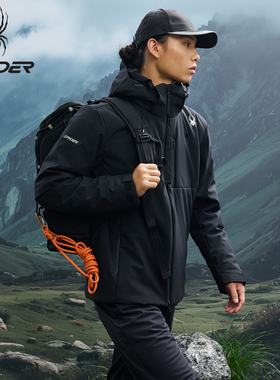 SPYDER蜘蛛男款夹克秋冬加厚户外连帽外套防风保暖棉服25EF205M