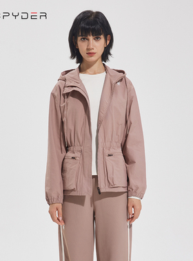 SPYDER蜘蛛女款秋季防风跑步外套健身衣户外连帽运动夹克23CF106W