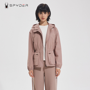 SPYDER蜘蛛女款 防风跑步外套健身衣户外连帽运动夹克23CF106W 秋季