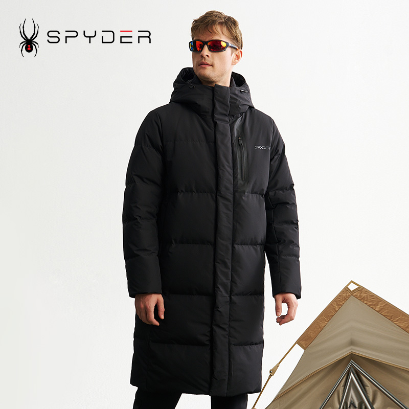 SPYDER蜘蛛加长男士黑色羽绒服