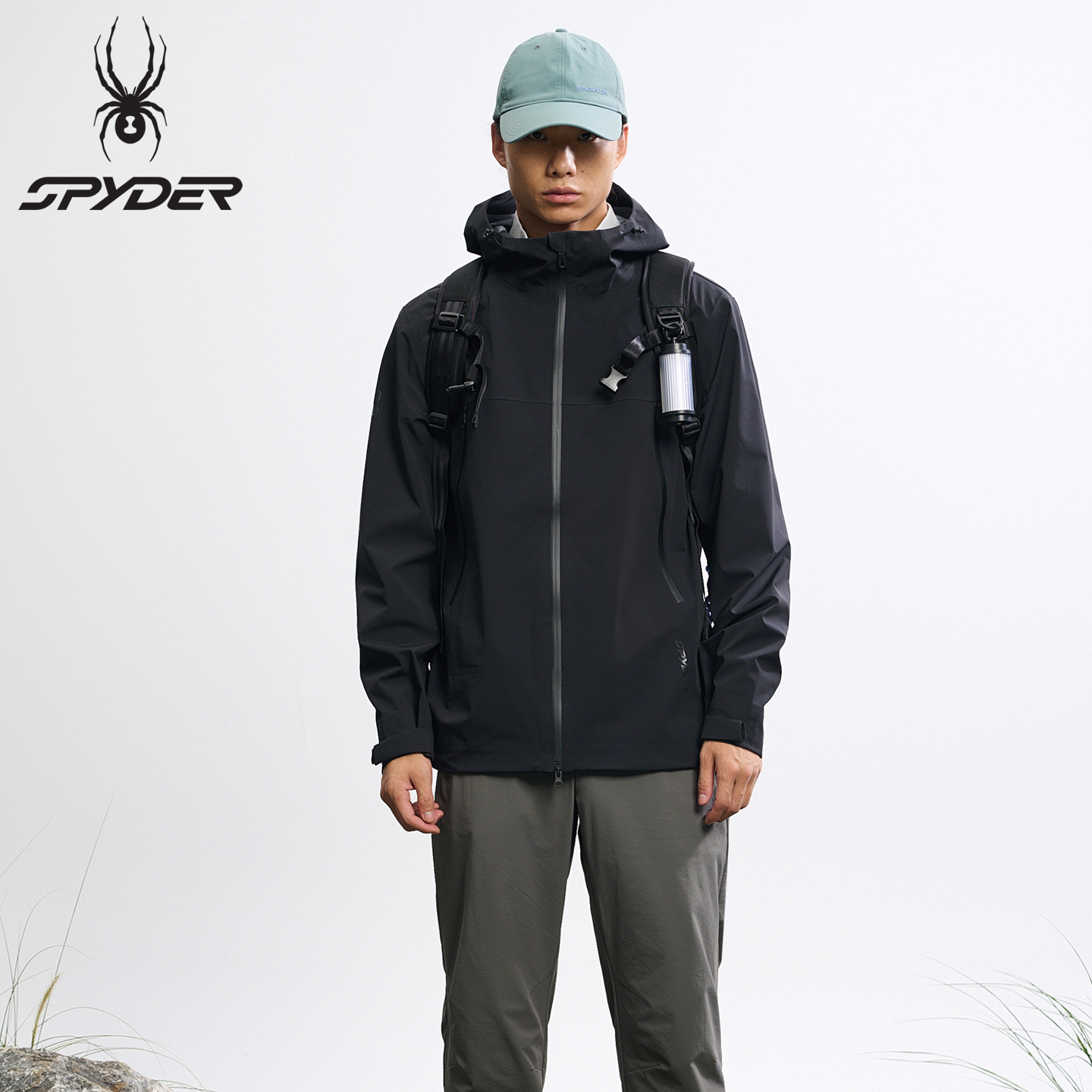 SPYDER蜘蛛男士新款户外冲锋衣防泼水登山服防风外套男25MF113M