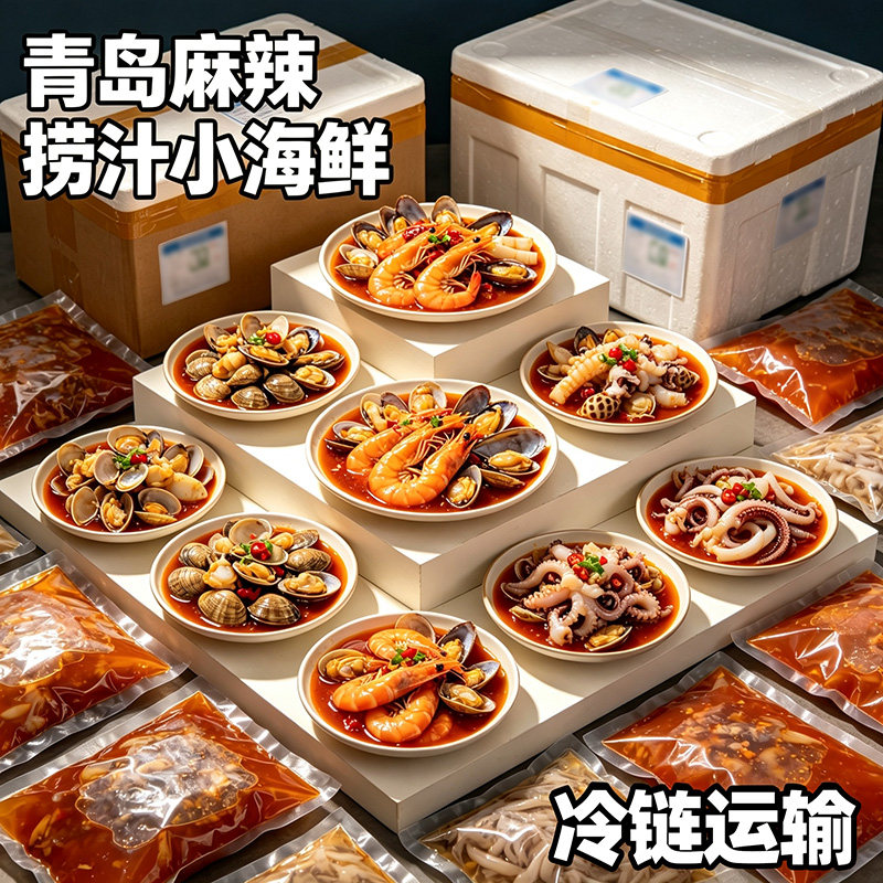【商用批发】青岛麻辣捞汁小海鲜醉蟹钳老婆脚花螺生腌大包装1kg
