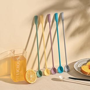 韩国食品级硅胶双头刮l刀搅拌勺调酒棒奶粉蜂蜜耐高温长柄搅拌棒