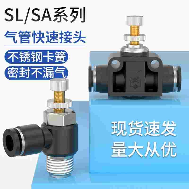 气动单向阀气管快速接头SL8-01/8-02/8-03气体流量控制阀手阀开关