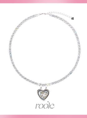 roole钻石镀白金爱心吊坠海边
