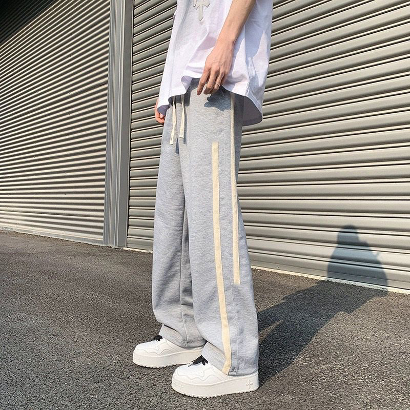 卫裤男春季新款潮牌条纹宽松直筒运动裤美式高街百搭阔腿休闲长裤