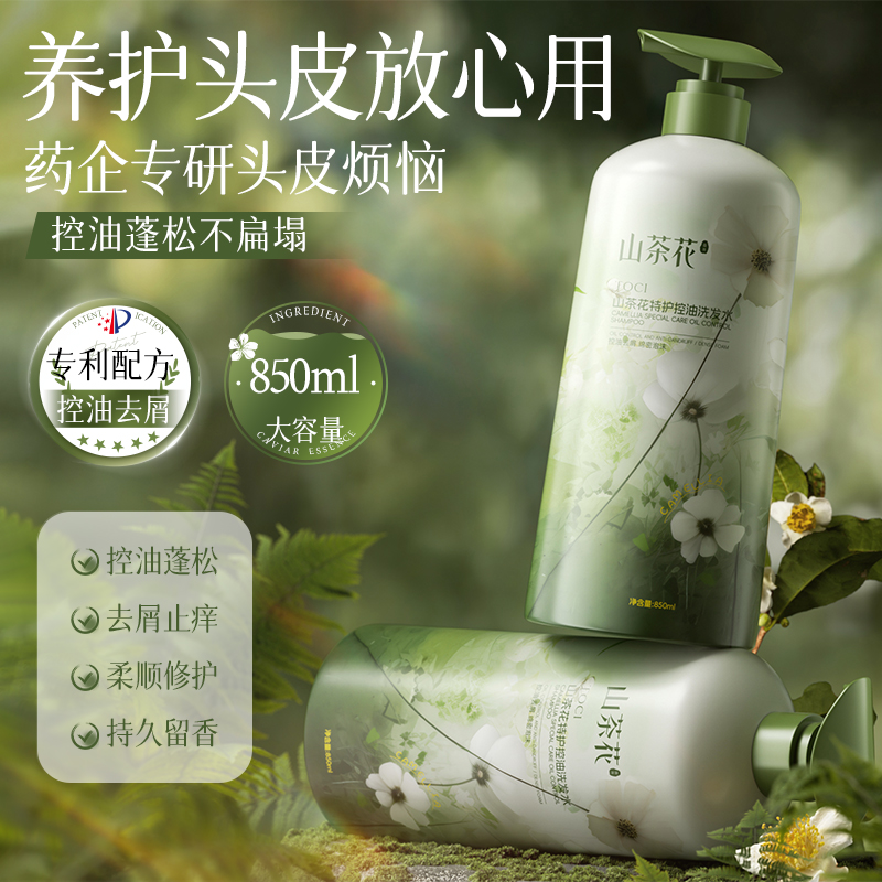 TOCI山茶花洗发水控油蓬松清爽止痒柔顺持久留香水杨酸洗头膏