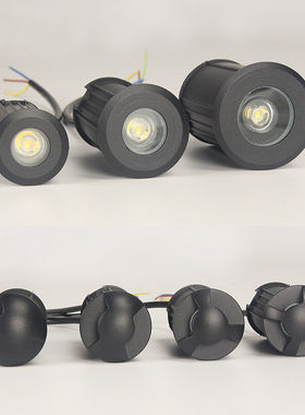 地埋灯黑色led户外防水嵌入式小型透光地脚灯台阶灯圆形1w楼梯踏