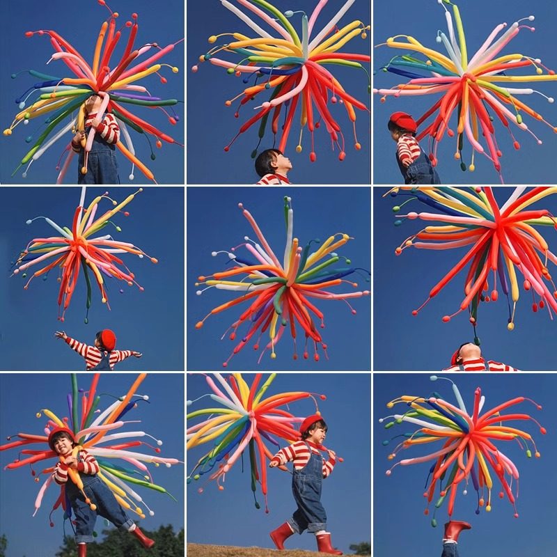 户外多巴胺彩色长条烟花气球加厚儿童拍照道具生日布置场景男女孩,节庆用品/礼品,气球,淘宝优惠券,粉丝福利购,淘宝优惠卷