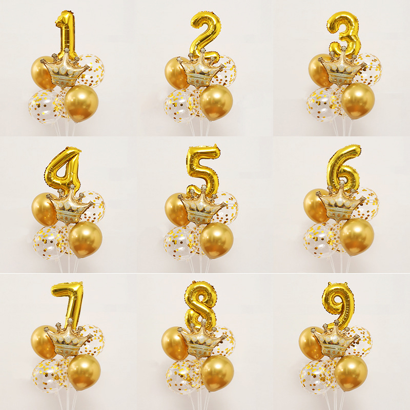 生日数字气球桌飘立柱儿童男女孩宝宝周岁派对装饰场景布置背景墙