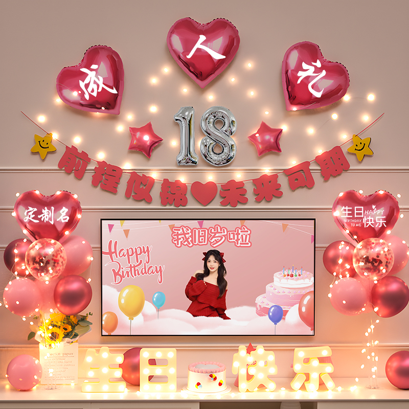 18岁生日装饰场景布置女孩