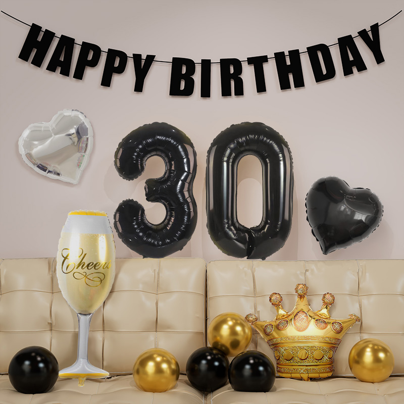 30岁生日布置氛围感快乐仪式成人女生三十男士仪式感拍照数字气球