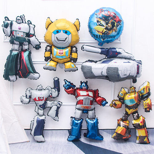 卡通变形金刚大黄蜂擎天柱威震天铝膜气球男孩生日装饰场景布置用