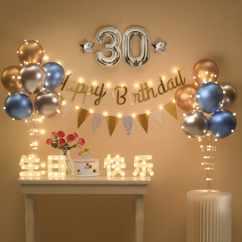 生日惊喜布置老公场景装饰气球