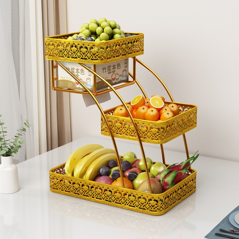 果盘客厅茶几家用多层水果盘水果置物架零食摆放盘高档轻奢水果篮
