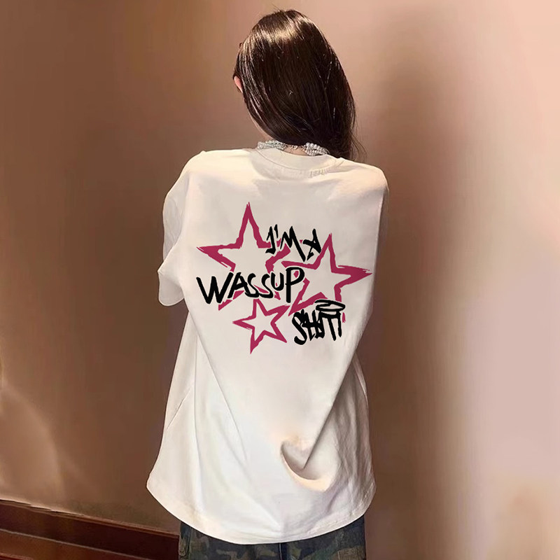 WASSUP重磅涂鸦五角星纯棉T恤