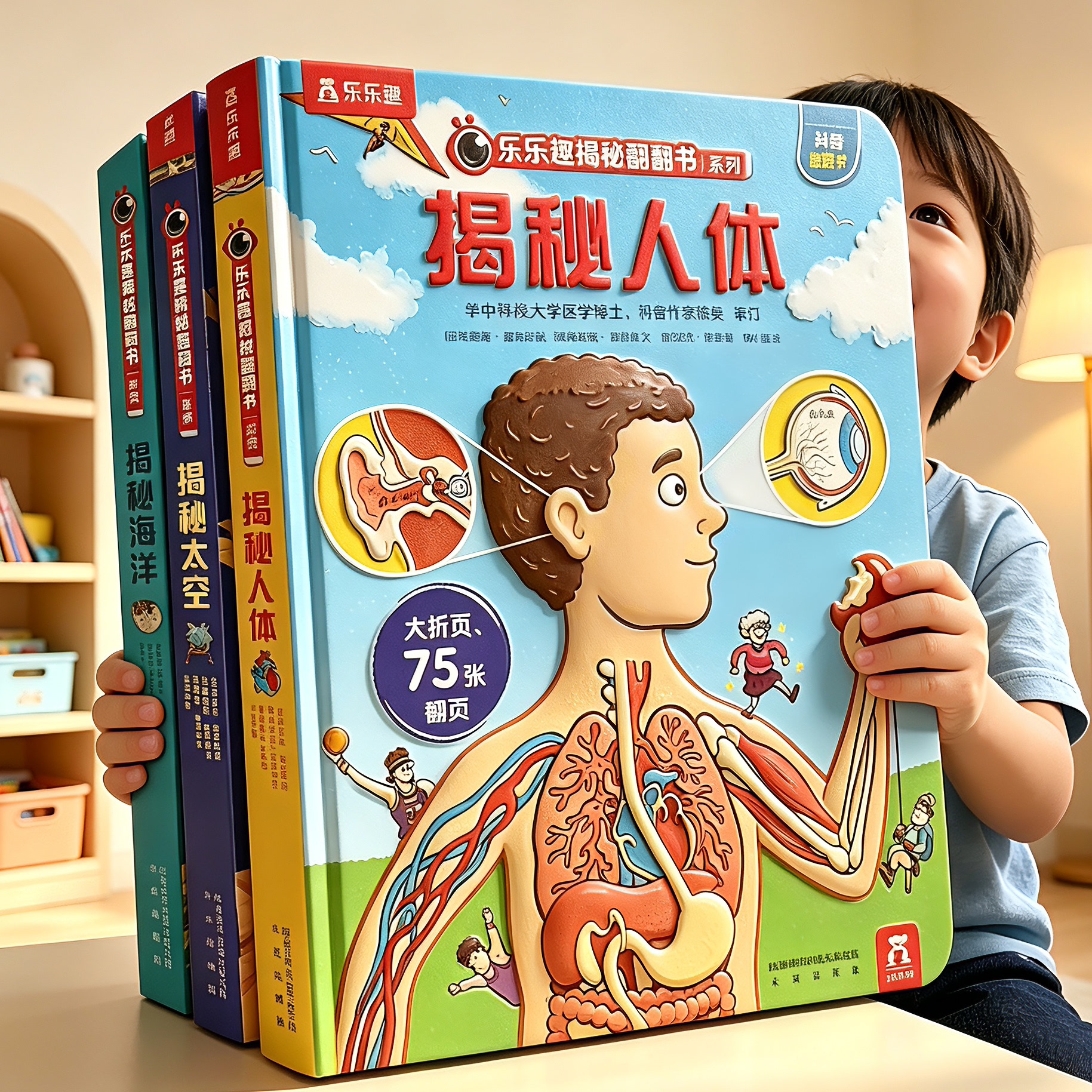 【乐乐趣】揭秘人体系列儿童立体翻翻书全套3-6-8-10岁以上3D太空海洋恐龙宇宙人体船舶交通工具小学生航空天科普百科全套故事绘本
