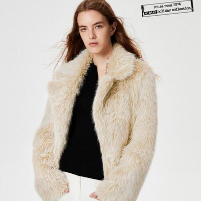 routeroom双面穿翻领皮草外套