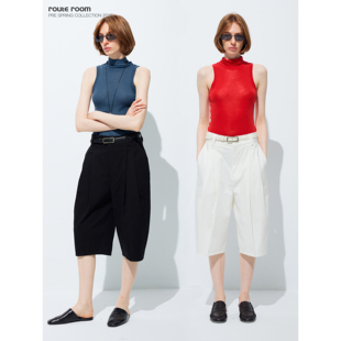 route room 立体裁剪微锥形百慕大宽松休闲七分西裤