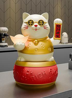 贝汉美新中式电动摇手招财猫前台摆件软装家居玄关客厅桌面装饰品