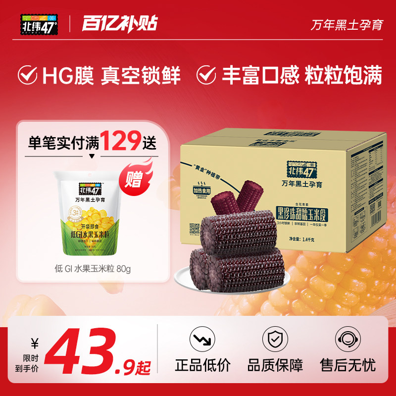 北纬47度黑糯玉米段1.4kg营养粗粮含花青素真空装东北新鲜糯玉米