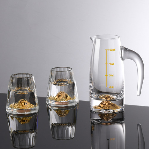 24K金箔钻石白酒杯家用白酒分酒器白酒杯轻奢高档新款一两酒杯