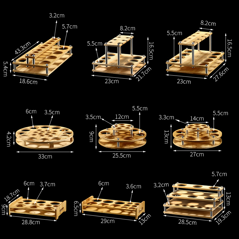 分酒壶收纳竹架白酒杯木架子酒盅置物酒架创意家用托盘一口杯架子