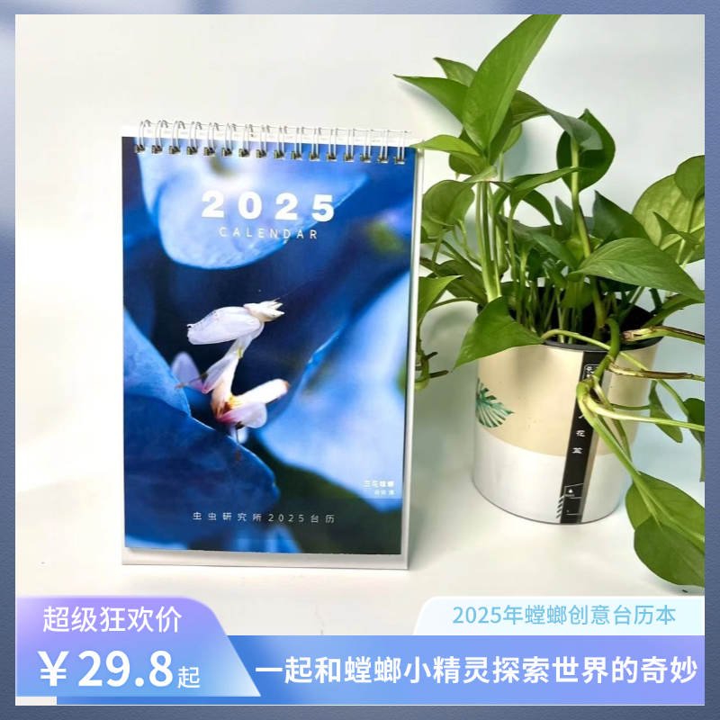 2025新款日历原创简约创意兰花幽灵枯叶螳螂台历桌面装饰摆件