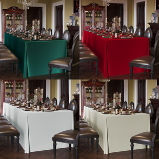 高档长方形活动纯色办公书桌婚庆酒店会议桌布定制台布酒红色桌布